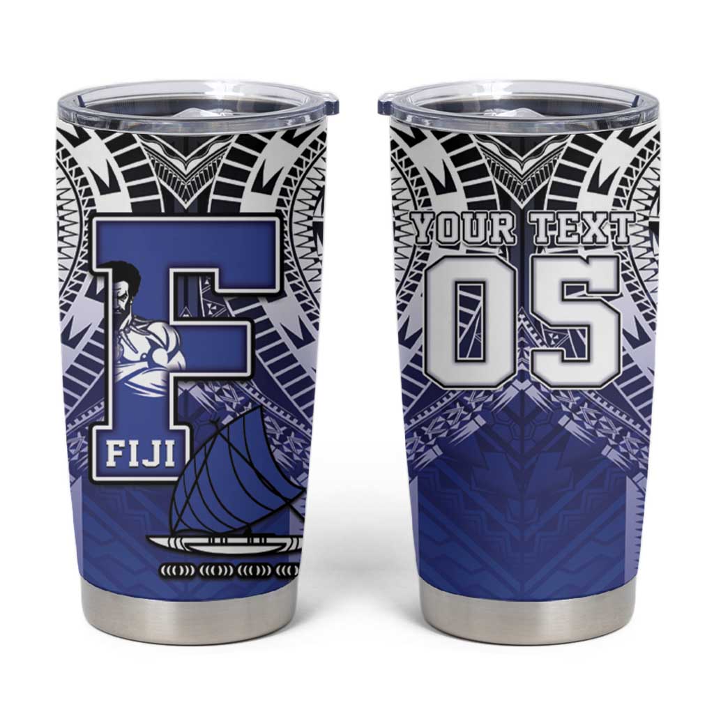 Custom Fiji Drua Tumbler Cup Fijian Tapa Pattern