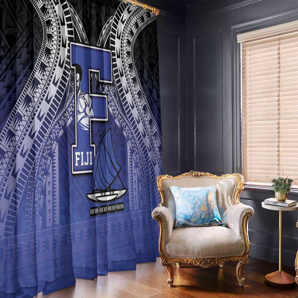 Fiji Drua Window Curtain Fijian Tapa Pattern LT05 - Polynesian Pride