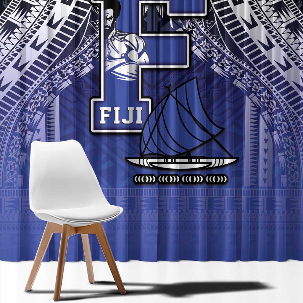 Fiji Drua Window Curtain Fijian Tapa Pattern LT05 - Polynesian Pride