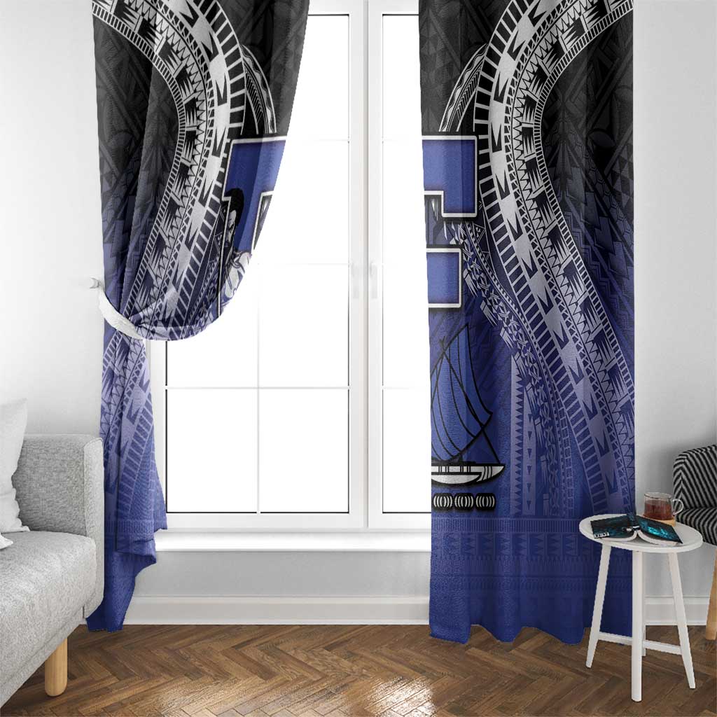 Fiji Drua Window Curtain Fijian Tapa Pattern LT05 - Polynesian Pride