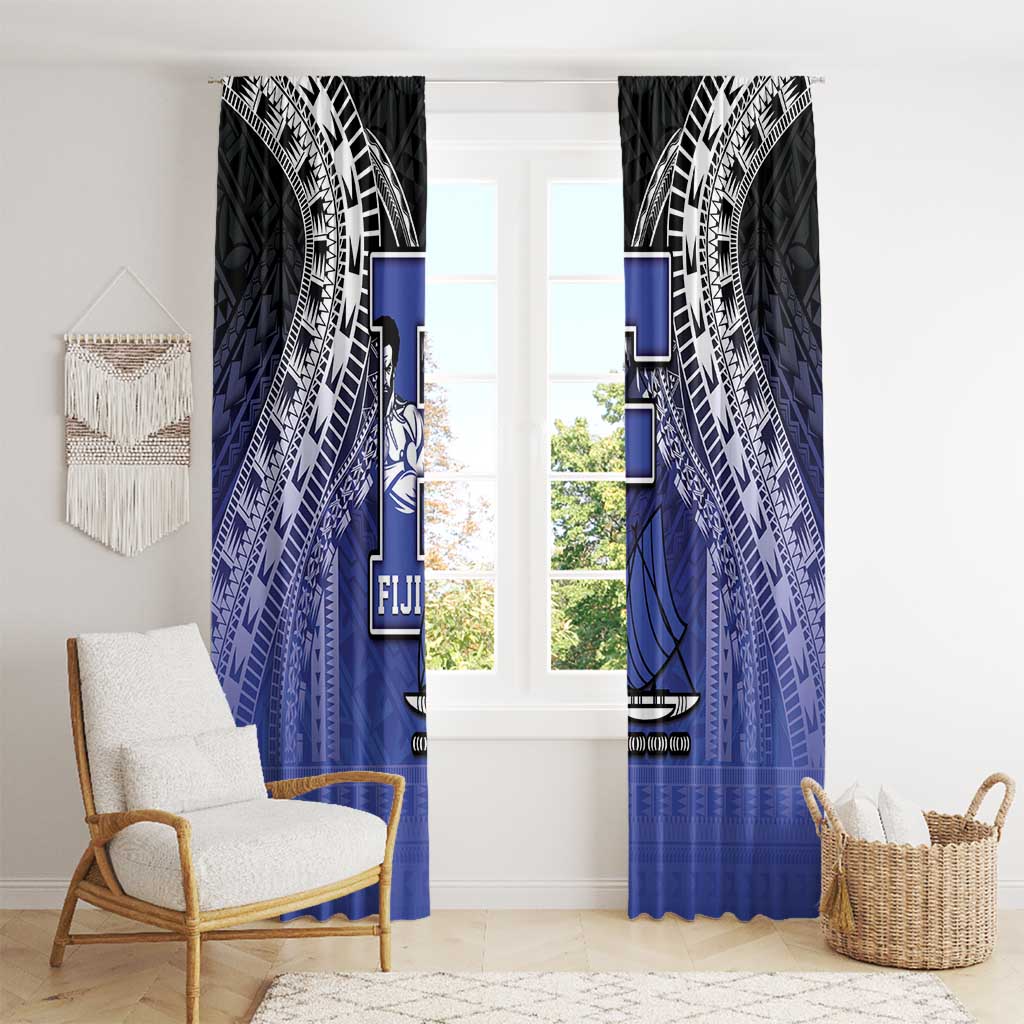 Fiji Drua Window Curtain Fijian Tapa Pattern LT05 - Polynesian Pride