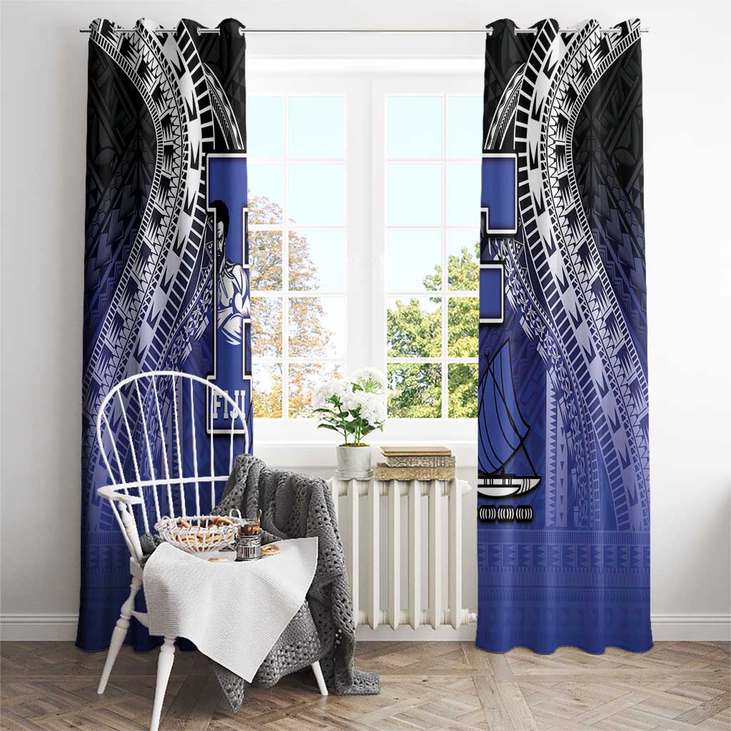 Fiji Drua Window Curtain Fijian Tapa Pattern LT05 - Polynesian Pride