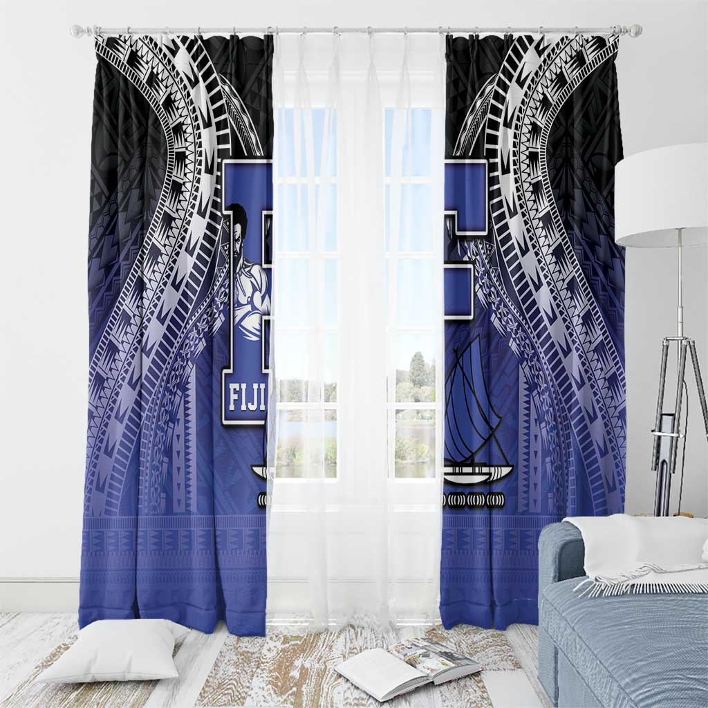Fiji Drua Window Curtain Fijian Tapa Pattern LT05 - Polynesian Pride