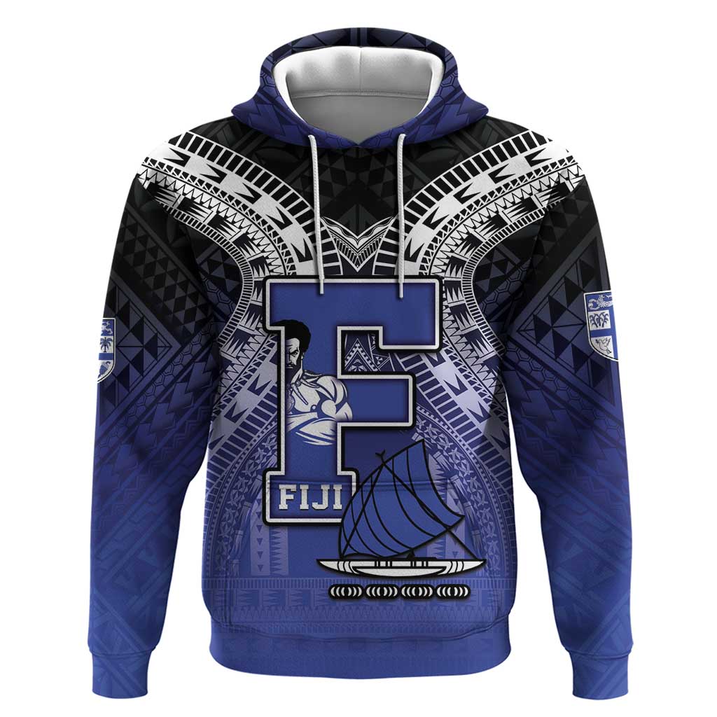 Custom Fiji Drua Zip Hoodie Fijian Tapa Pattern