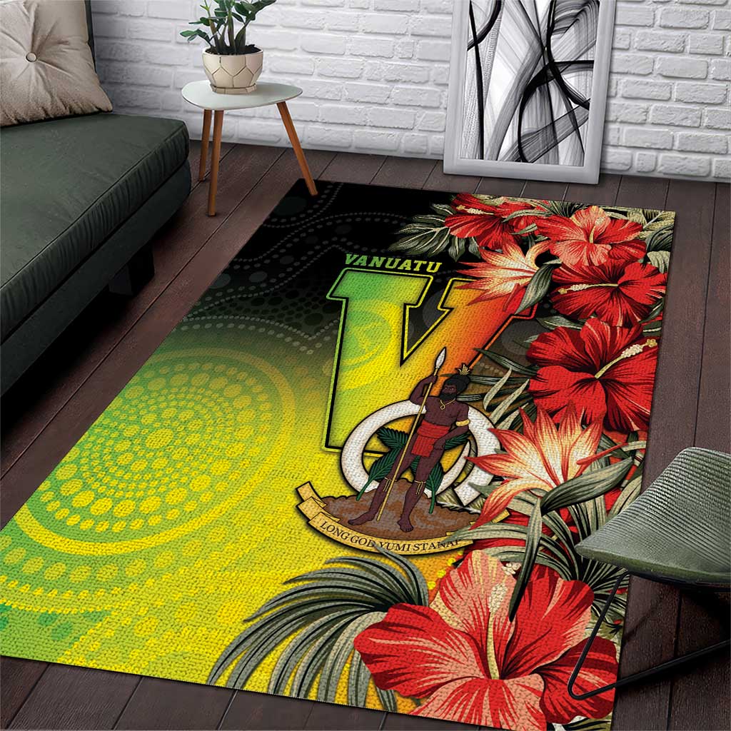 Aboriginal Dot Art Vanuatu Area Rug Tropical Flowers LT05 Reggae - Polynesian Pride