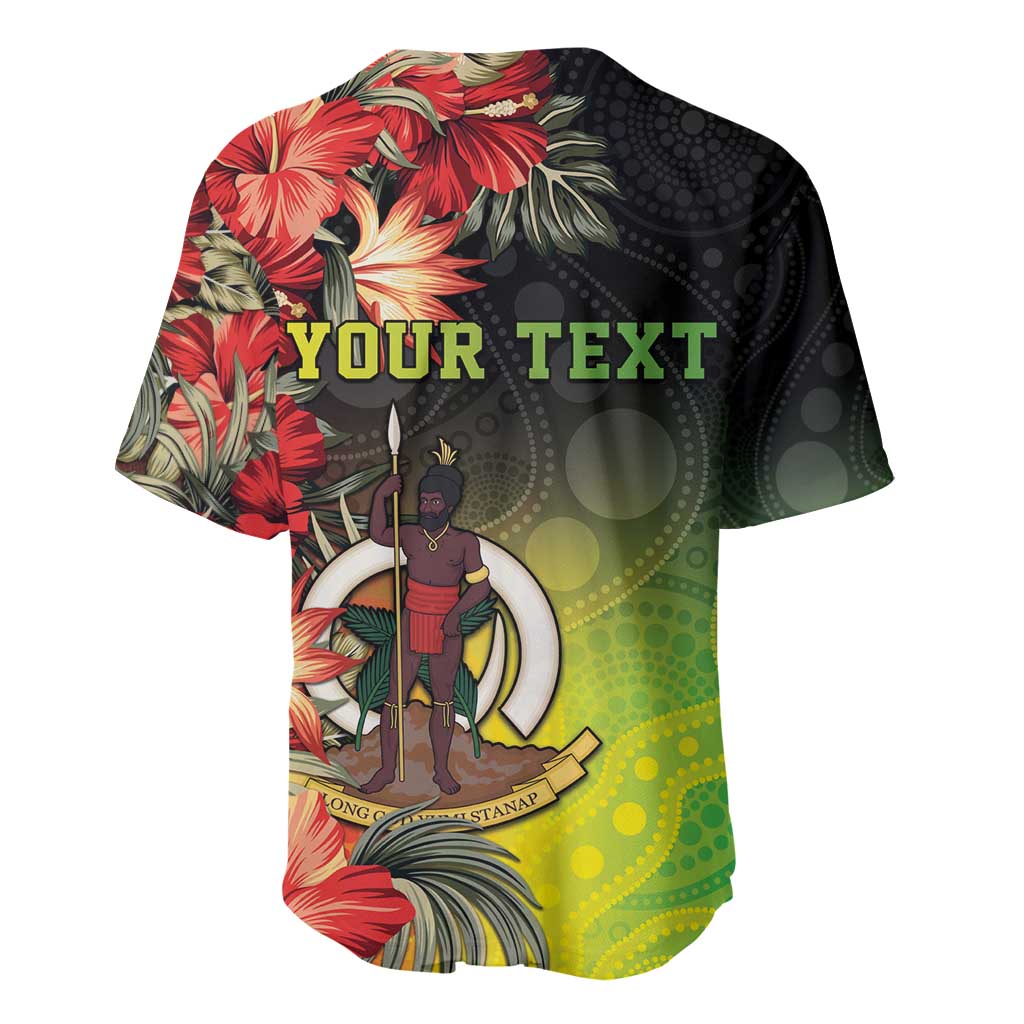 Aboriginal Dot Art Vanuatu Personalised Baseball Jersey Tropical Flowers