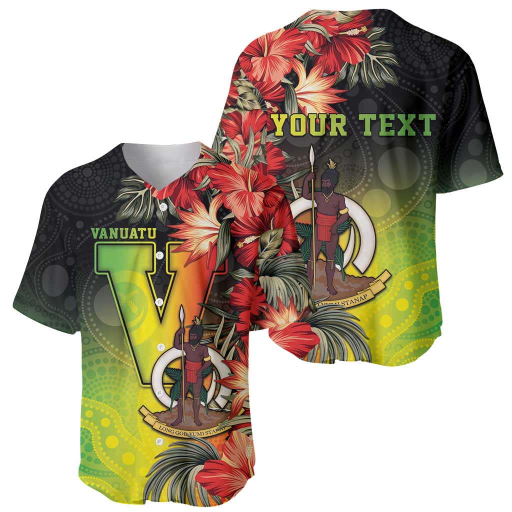 Aboriginal Dot Art Vanuatu Personalised Baseball Jersey Tropical Flowers