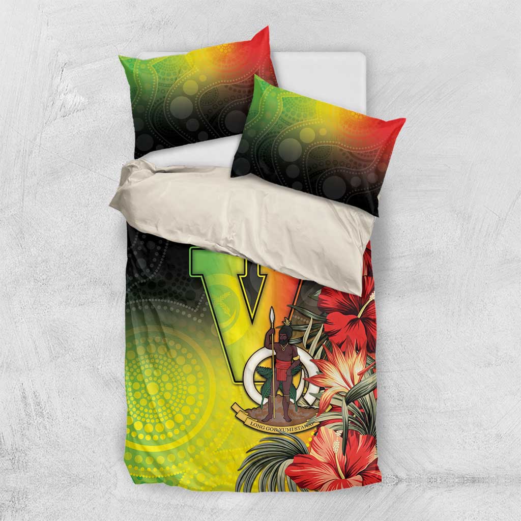 Aboriginal Dot Art Vanuatu Bedding Set Tropical Flowers LT05 US Twin 172cm x 218cm Reggae - Polynesian Pride
