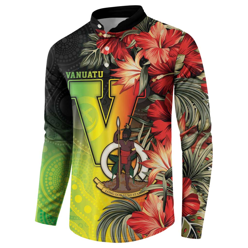 Aboriginal Dot Art Vanuatu Personalised Button Sweatshirt Tropical Flowers