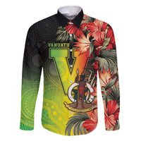 Aboriginal Dot Art Vanuatu Personalised Family Matching Long Sleeve Bodycon Dress and Hawaiian Shirt Tropical Flowers