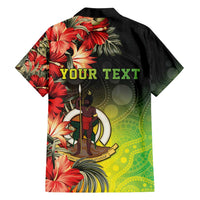 Aboriginal Dot Art Vanuatu Personalised Family Matching Puletasi and Hawaiian Shirt Tropical Flowers