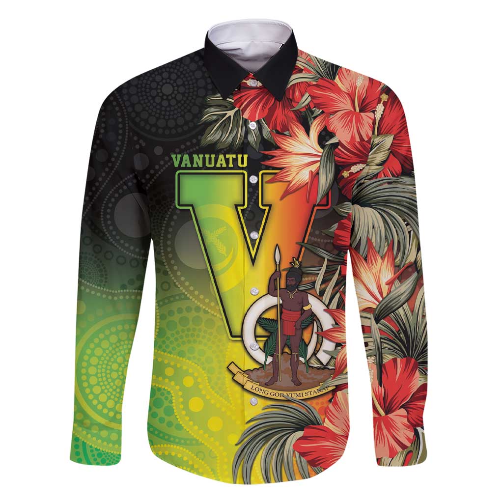 Aboriginal Dot Art Vanuatu Personalised Family Matching Short Sleeve Bodycon Dress and Hawaiian Shirt Tropical Flowers