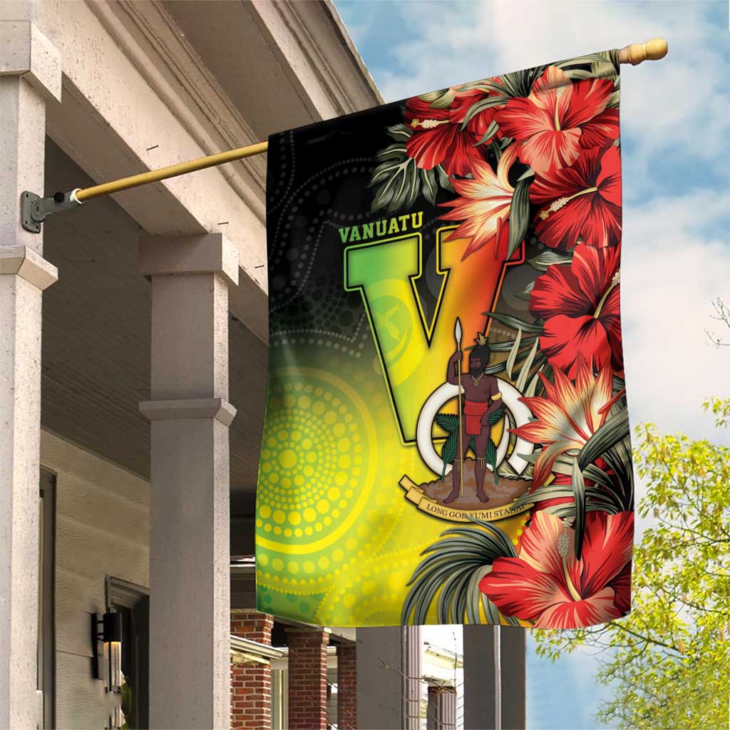 Aboriginal Dot Art Vanuatu Garden Flag Tropical Flowers