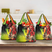 Aboriginal Dot Art Vanuatu Grocery Bag Tropical Flowers LT05 3-pack One Size Reggae - Polynesian Pride