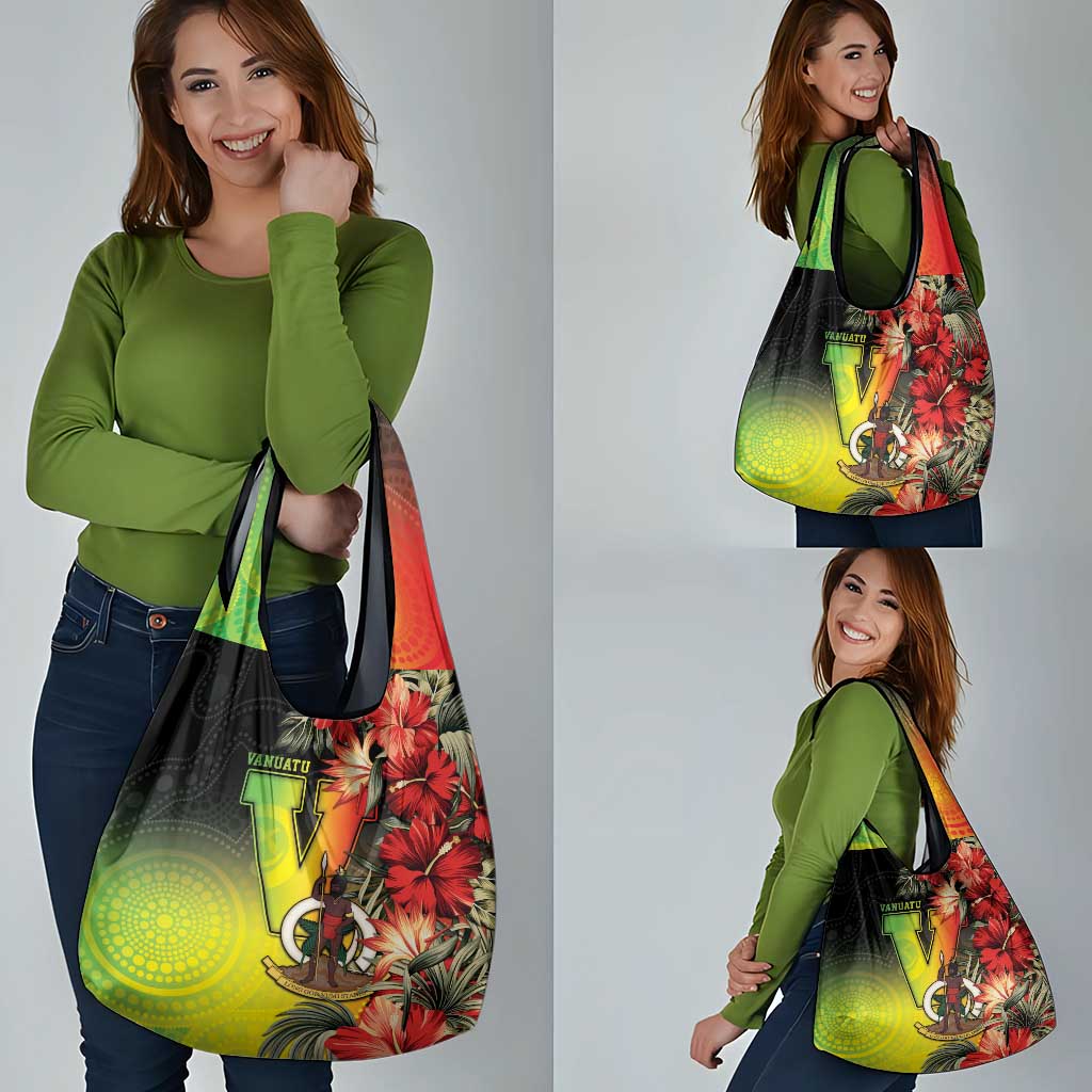 Aboriginal Dot Art Vanuatu Grocery Bag Tropical Flowers LT05 - Polynesian Pride