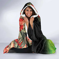 Aboriginal Dot Art Vanuatu Hooded Blanket Tropical Flowers