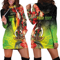Aboriginal Dot Art Vanuatu Personalised Hoodie Dress Tropical Flowers