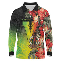 Aboriginal Dot Art Vanuatu Personalised Long Sleeve Polo Shirt Tropical Flowers LT05 Reggae - Polynesian Pride