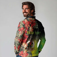 Aboriginal Dot Art Vanuatu Personalised Long Sleeve Polo Shirt Tropical Flowers LT05 - Polynesian Pride