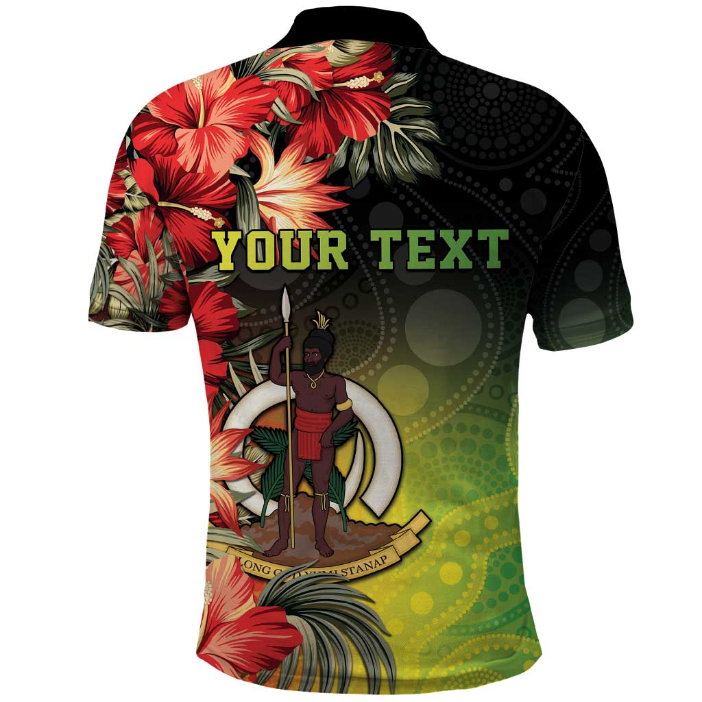 Aboriginal Dot Art Vanuatu Personalised Polo Shirt Tropical Flowers