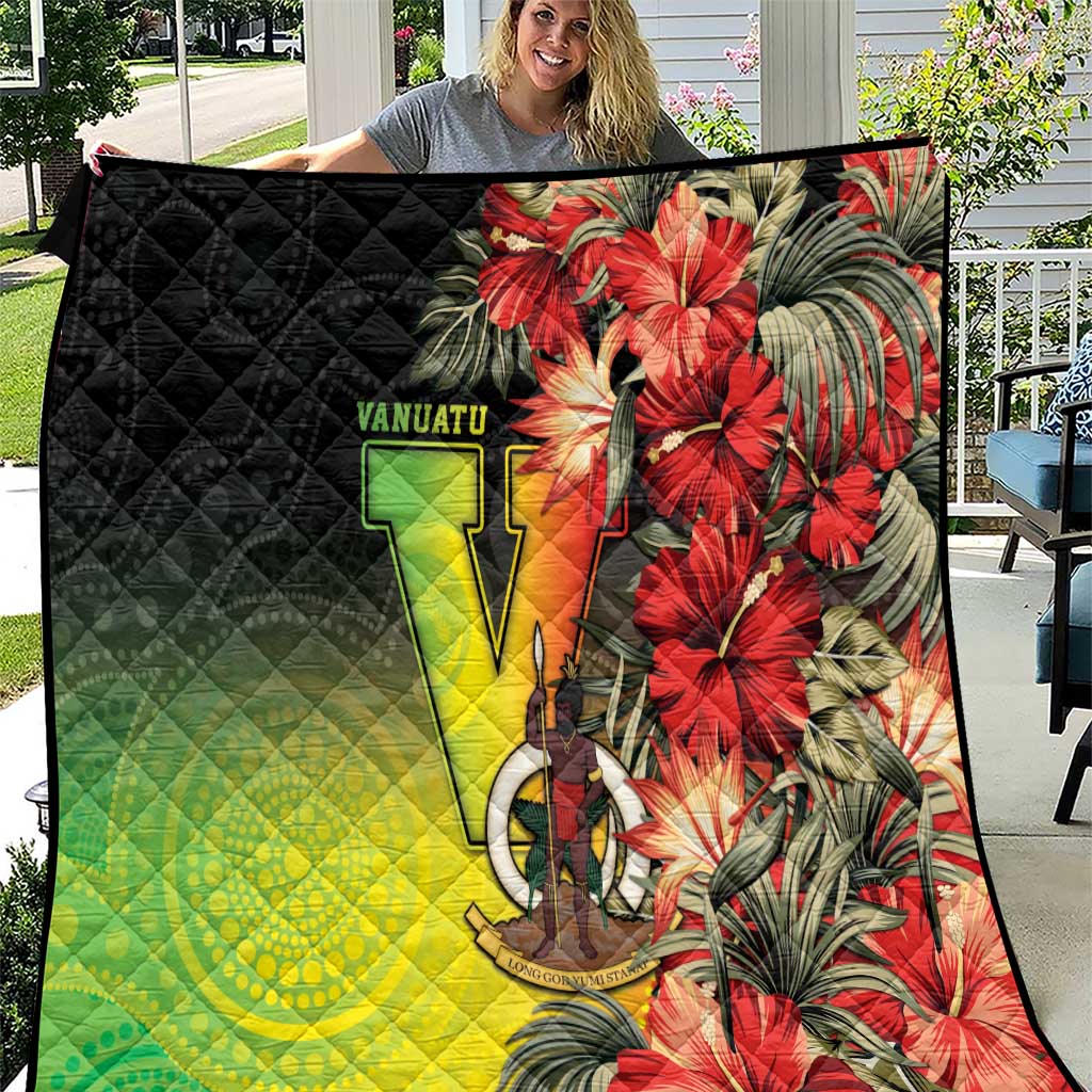 Aboriginal Dot Art Vanuatu Quilt Tropical Flowers