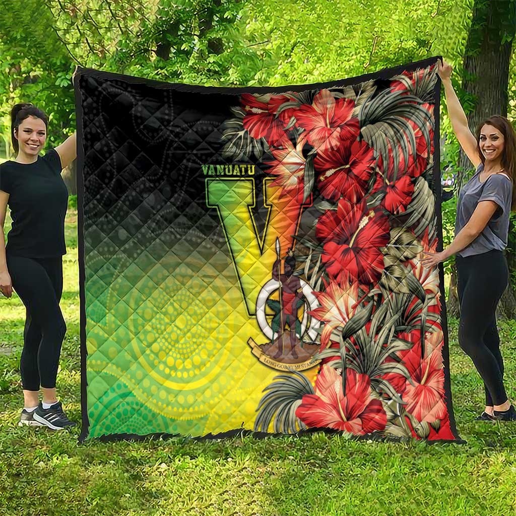 Aboriginal Dot Art Vanuatu Quilt Tropical Flowers