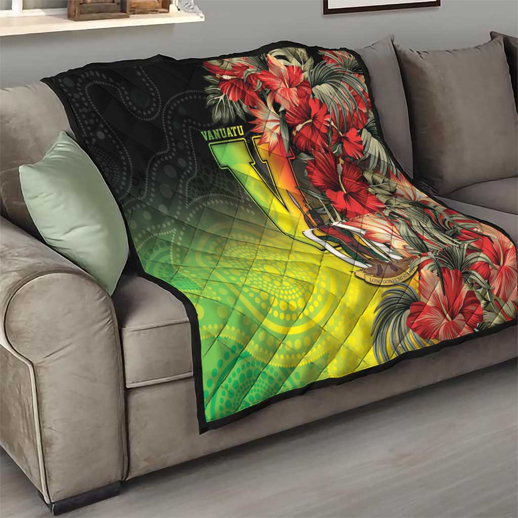 Aboriginal Dot Art Vanuatu Quilt Tropical Flowers