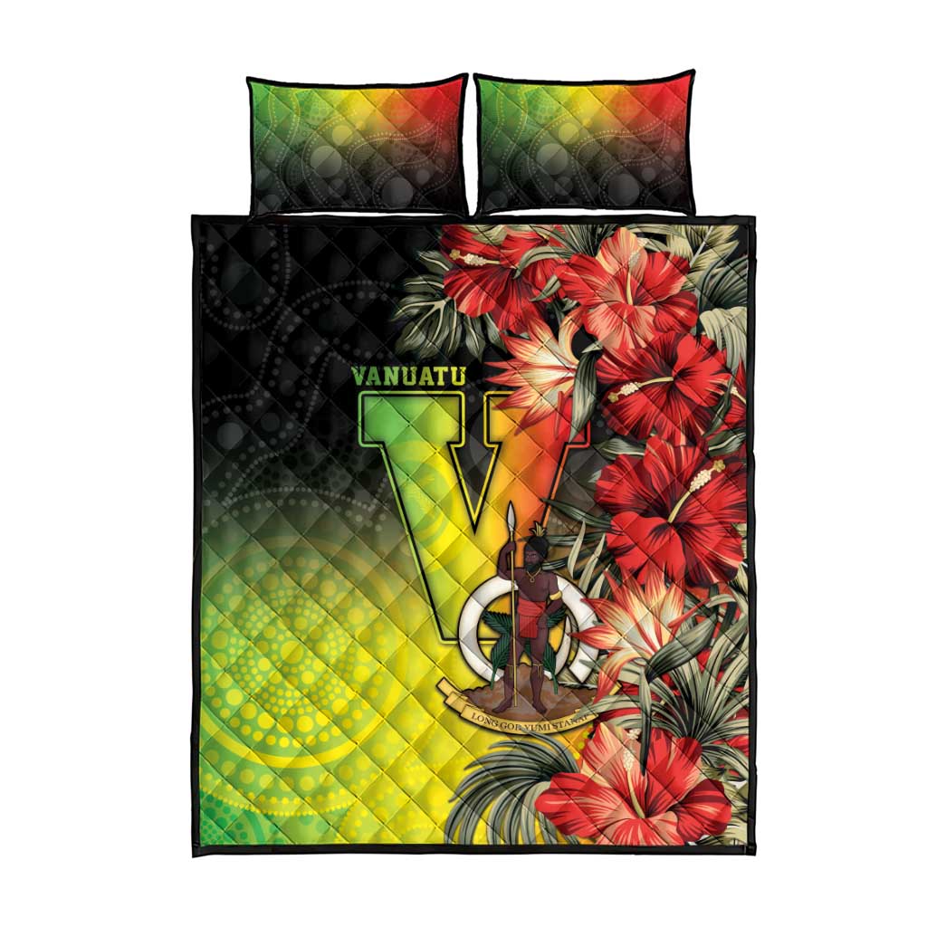 Aboriginal Dot Art Vanuatu Quilt Bed Set Tropical Flowers