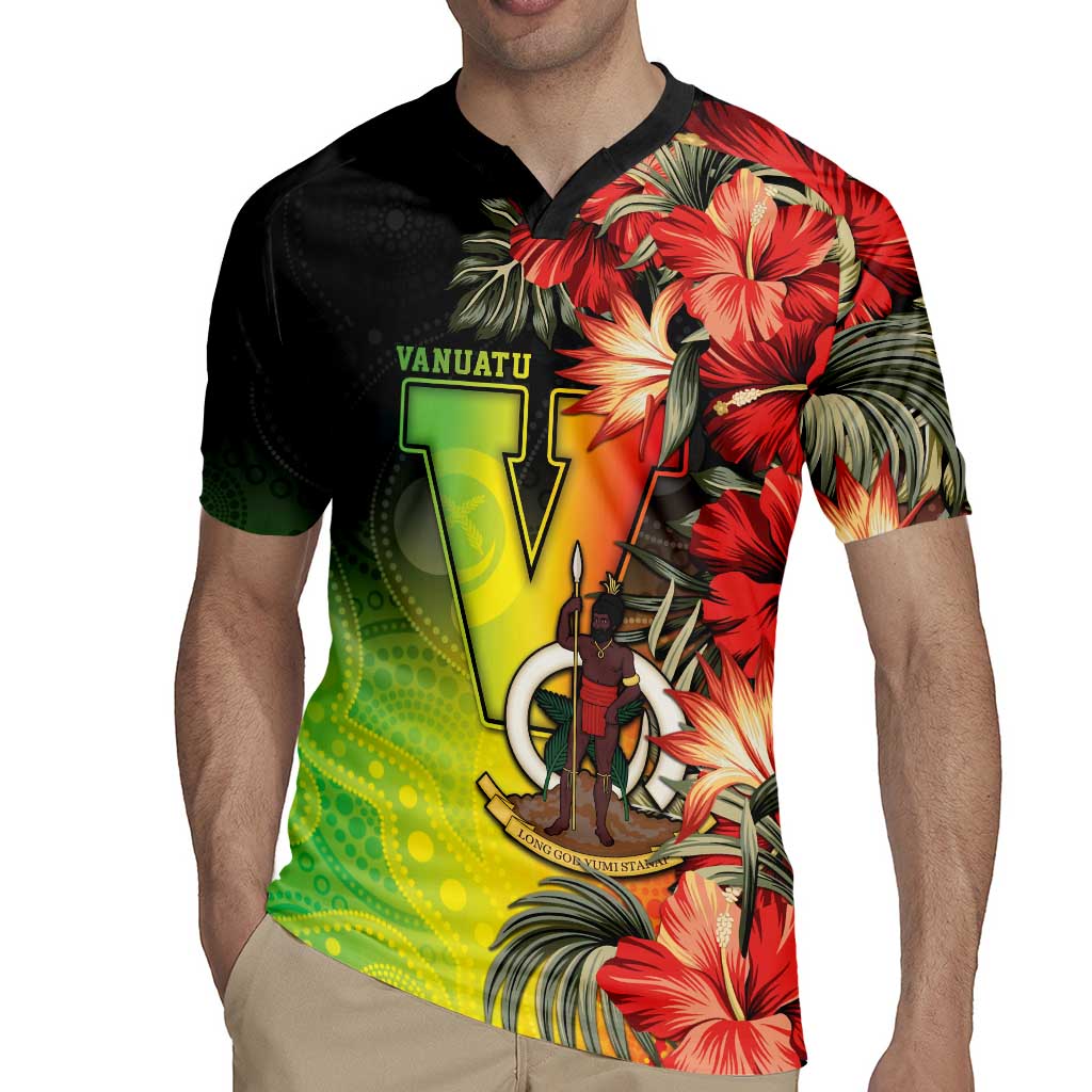 Aboriginal Dot Art Vanuatu Personalised Rugby Jersey Tropical Flowers LT05 - Polynesian Pride