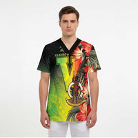 Aboriginal Dot Art Vanuatu Personalised Scrub Top Tropical Flowers - Polynesian Pride