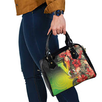 Aboriginal Dot Art Vanuatu Shoulder Handbag Tropical Flowers