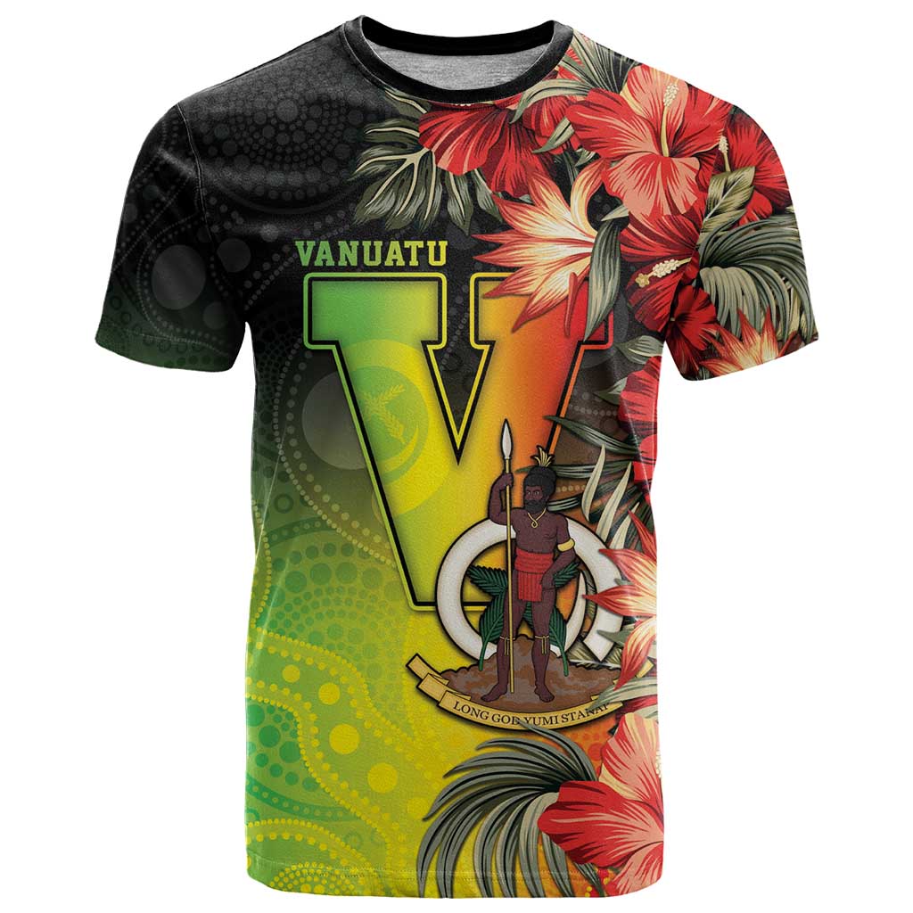 Aboriginal Dot Art Vanuatu Personalised T Shirt Tropical Flowers