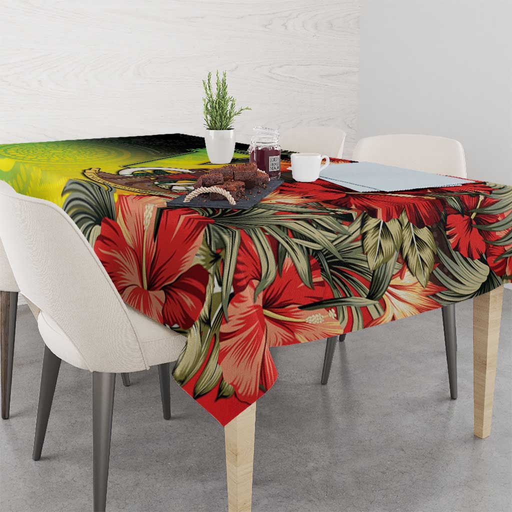 Aboriginal Dot Art Vanuatu Tablecloth Tropical Flowers