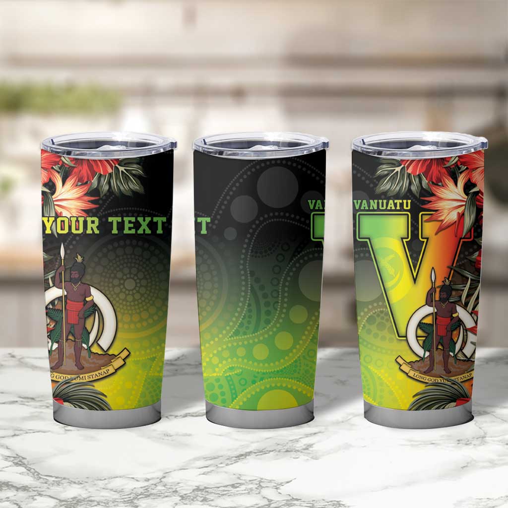 Aboriginal Dot Art Vanuatu Personalised Tumbler Cup Tropical Flowers