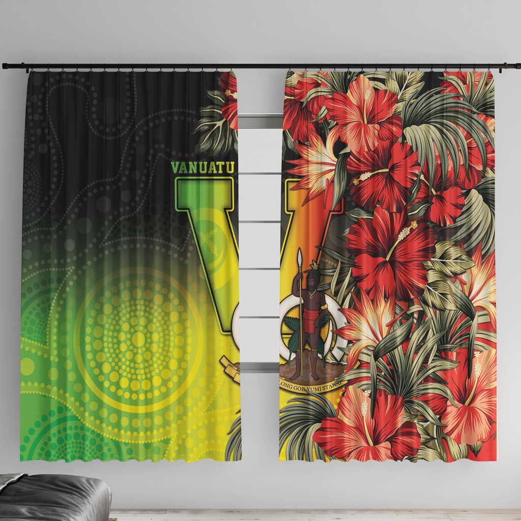Aboriginal Dot Art Vanuatu Window Curtain Tropical Flowers LT05 With Hooks Reggae - Polynesian Pride