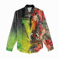 Aboriginal Dot Art Vanuatu Personalised Women Casual Shirt Tropical Flowers