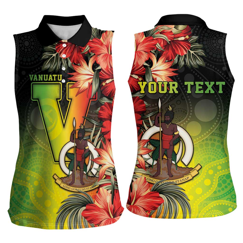 Aboriginal Dot Art Vanuatu Personalised Women Sleeveless Polo Shirt Tropical Flowers