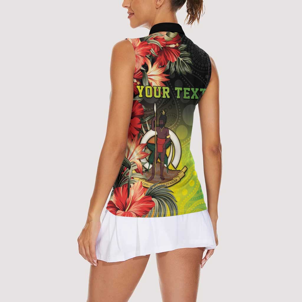 Aboriginal Dot Art Vanuatu Personalised Women Sleeveless Polo Shirt Tropical Flowers