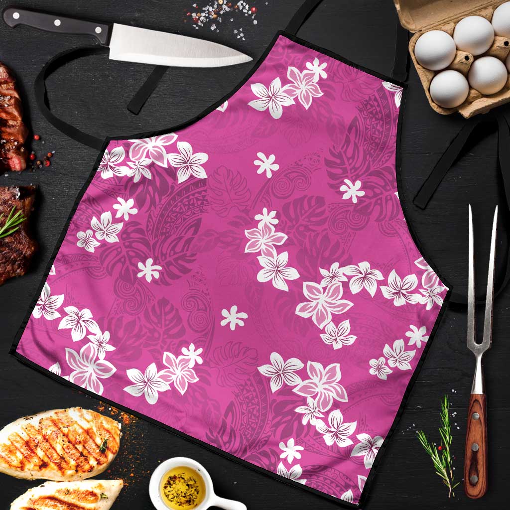 Hawaii Monstera Deliciosa Apron Pink Plumeria Polynesian Pattern - Polynesian Pride