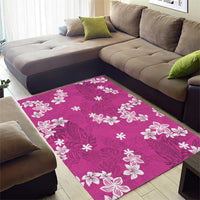 Hawaii Monstera Deliciosa Area Rug Pink Plumeria Polynesian Pattern - Polynesian Pride