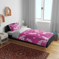 Hawaii Monstera Deliciosa Bedding Set Pink Plumeria Polynesian Pattern - Polynesian Pride