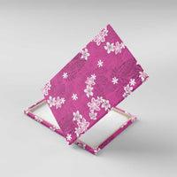 Hawaii Monstera Deliciosa Canvas Wall Art Pink Plumeria Polynesian Pattern - Polynesian Pride
