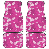 Hawaii Monstera Deliciosa Car Mats Pink Plumeria Polynesian Pattern - Polynesian Pride