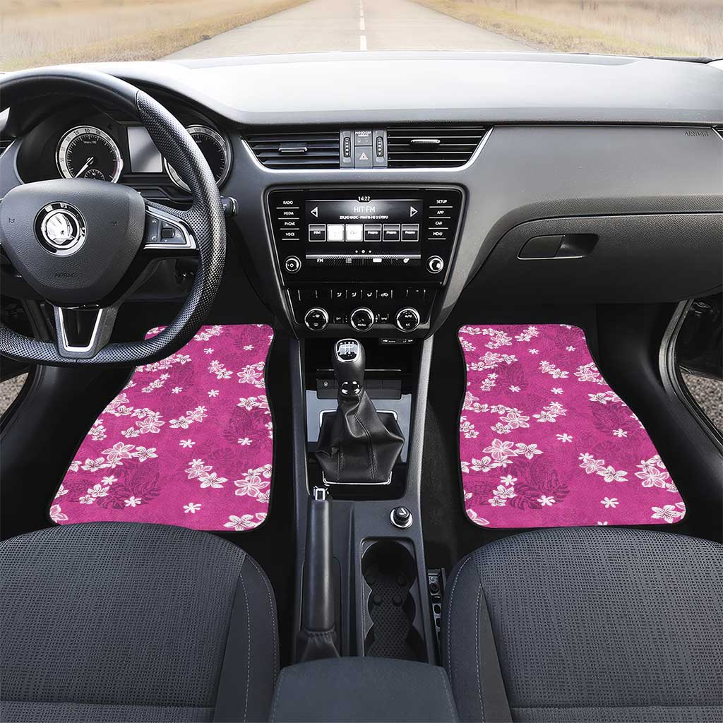 Hawaii Monstera Deliciosa Car Mats Pink Plumeria Polynesian Pattern - Polynesian Pride