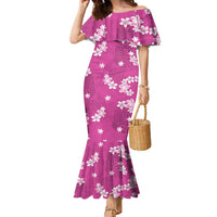Hawaii Monstera Deliciosa Family Matching Mermaid Dress and Hawaiian Shirt Pink Plumeria Polynesian Pattern - Polynesian Pride
