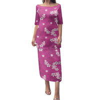 Hawaii Monstera Deliciosa Family Matching Puletasi and Hawaiian Shirt Pink Plumeria Polynesian Pattern LT05 Mom's Dress Pink - Polynesian Pride