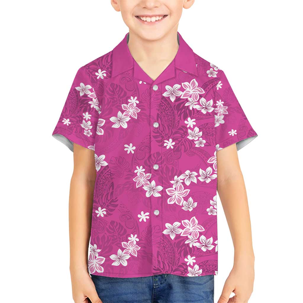 Hawaii Monstera Deliciosa Family Matching Puletasi and Hawaiian Shirt Pink Plumeria Polynesian Pattern LT05 Son's Shirt Pink - Polynesian Pride