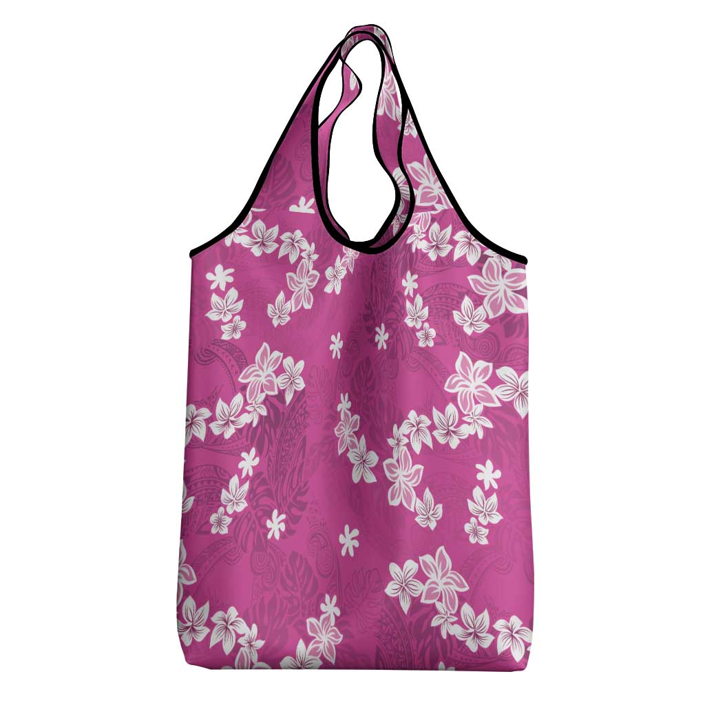 Hawaii Monstera Deliciosa Grocery Bag Pink Plumeria Polynesian Pattern LT05 - Polynesian Pride