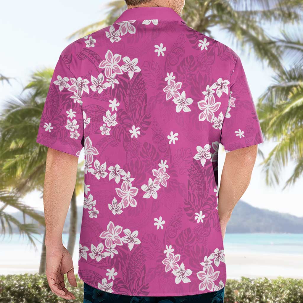Hawaii Monstera Deliciosa Hawaiian Shirt Pink Plumeria Polynesian Pattern - Polynesian Pride