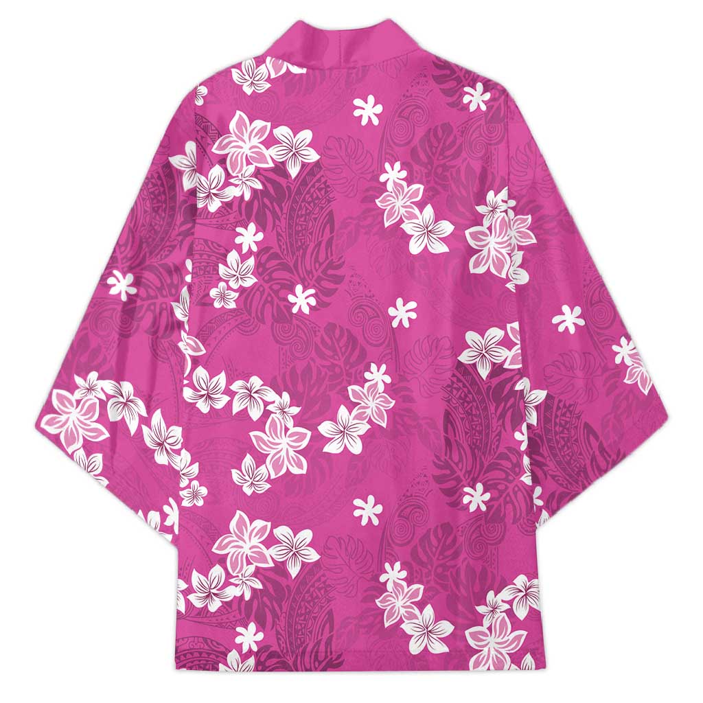 Hawaii Monstera Deliciosa Kimono Pink Plumeria Polynesian Pattern LT05 - Polynesian Pride